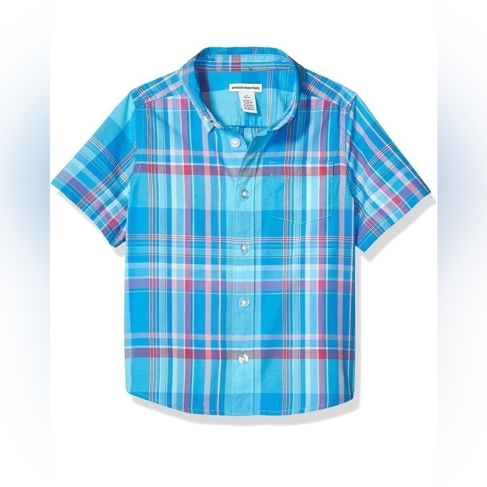 Amazon Essentials Boys Short-Sleeve Button-Down Shirt- Large (10)